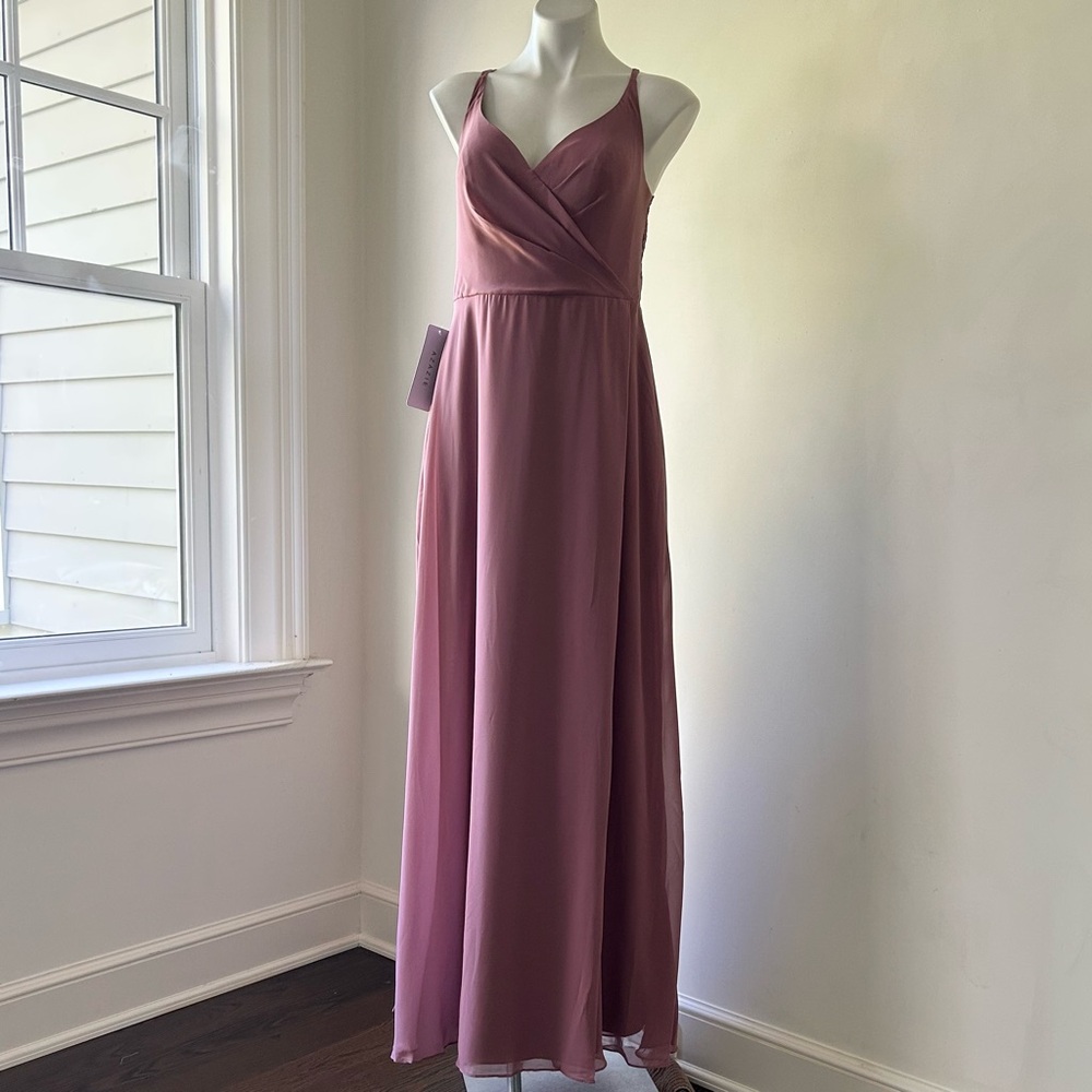 AZAZIE Lennon A-Line Lace Strappy Back Chiffon Dress, Amethyst 12 NWT - Picture 4 of 13